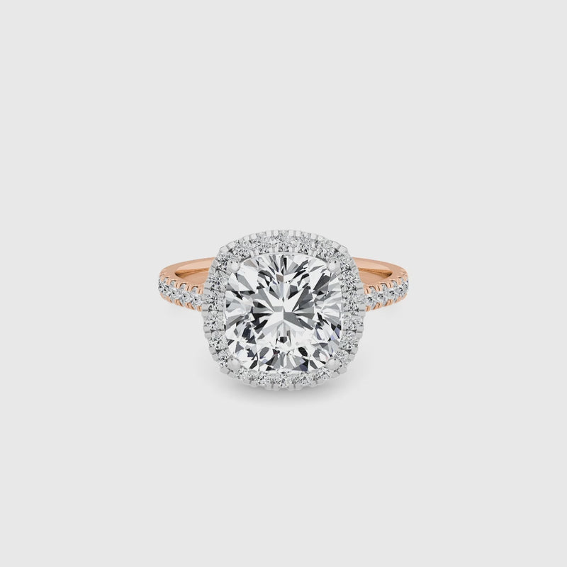 Cushion Cut Lab Diamond Halo Engagement Ring (Cathedral) (0.50ct+)