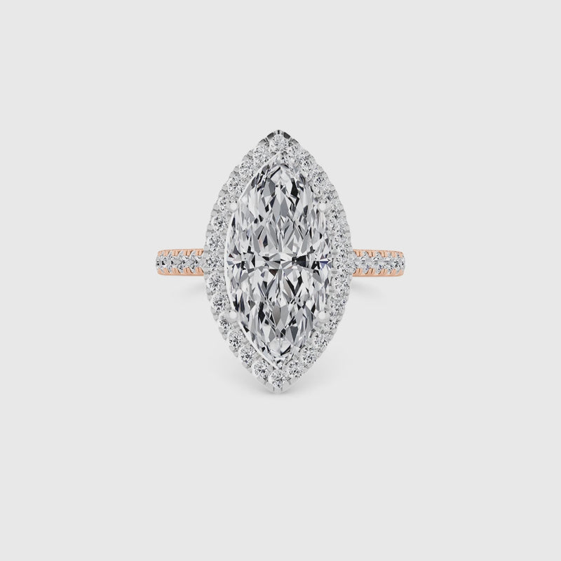 Marquise Brilliant Cut Lab Diamond Halo Engagement Ring (Cathedral) (0.50ct+)