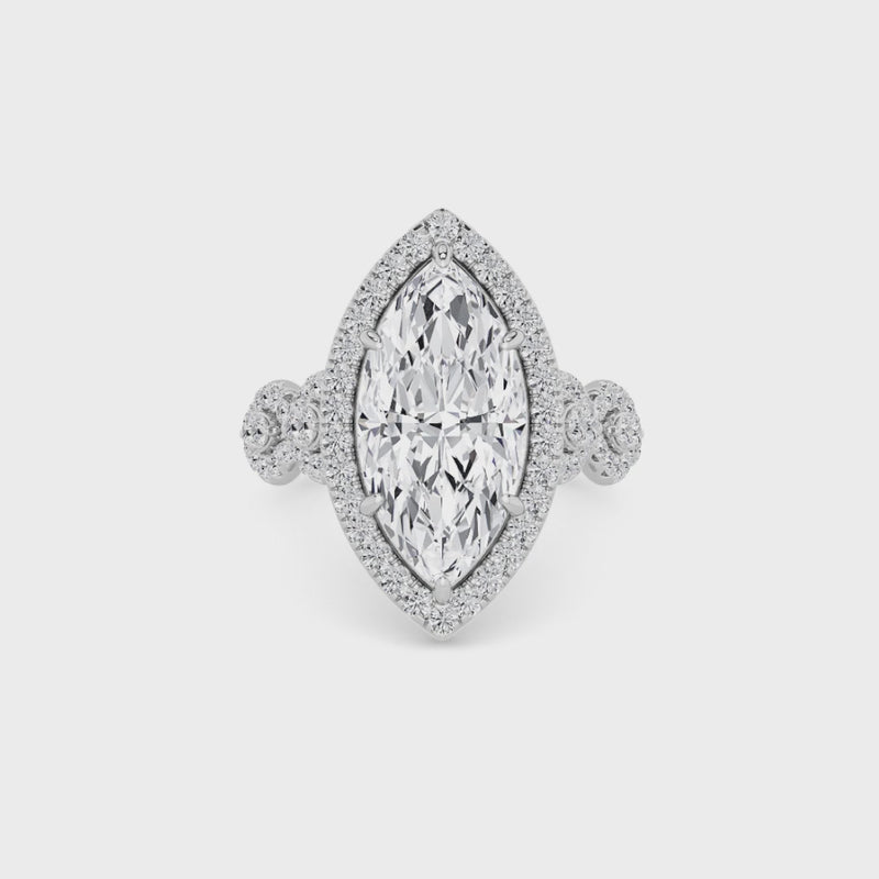 Marquise Brilliant Cut Halo Braided Band Lab Diamond Engagement Ring (1ct+)