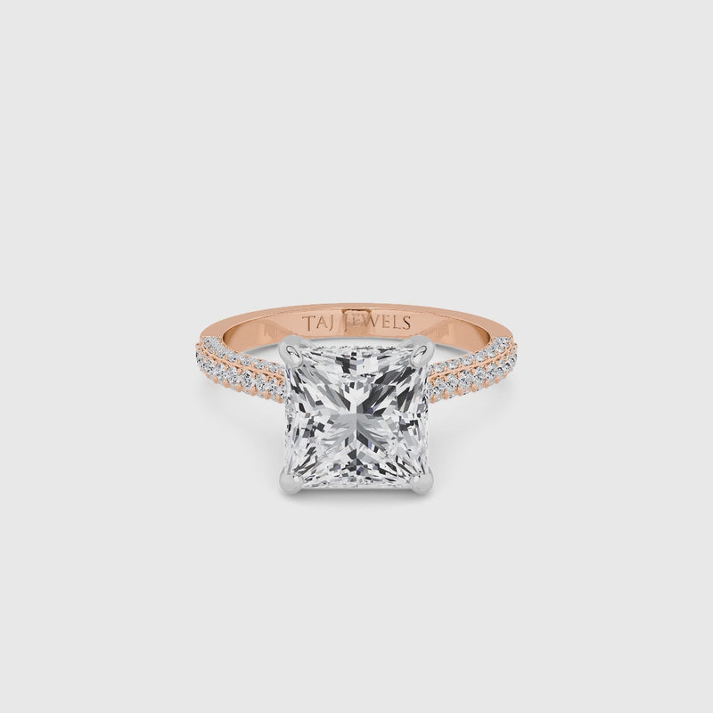 Princess Cut 3D Pavé Cathedral Lab Diamond Engagement Ring (1.00ct+)