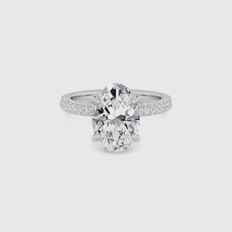 Oval Brilliant Cut 3D Pave Double Hidden Halo Lab Diamond Engagement Ring (1ct+)