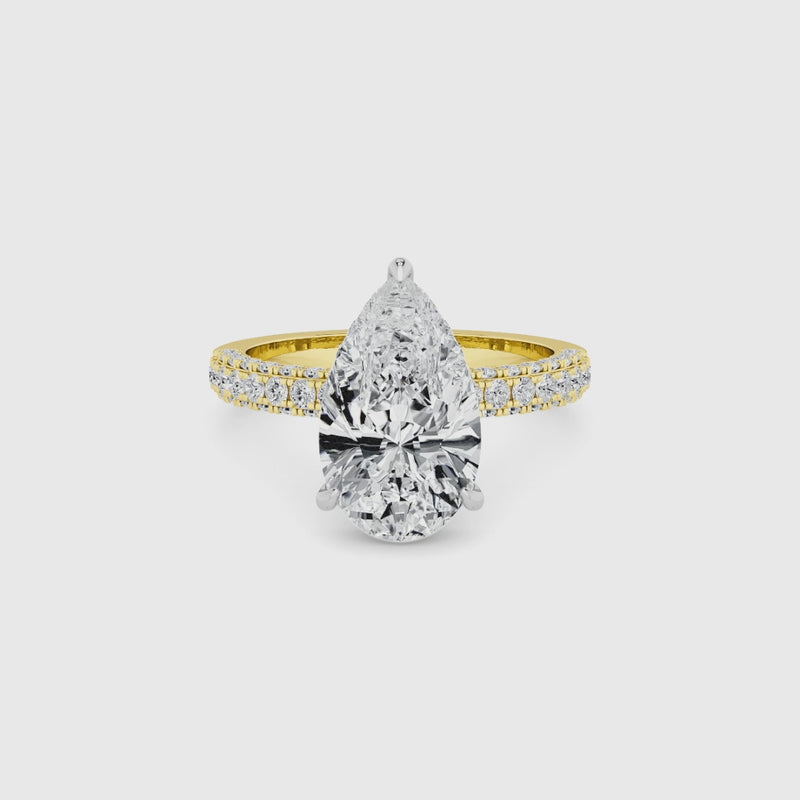 Pear Brilliant Cut 3D Pave Lab Diamond Engagement Ring (Floating Head) (1ct+)