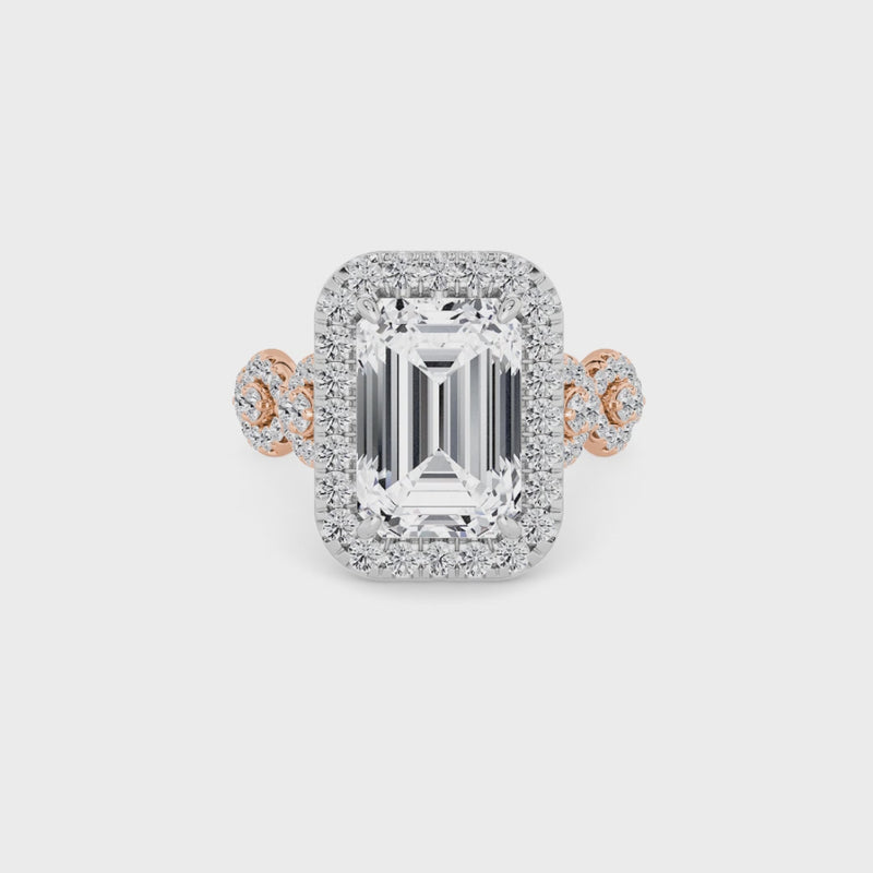 Emerald Cut Halo Braided Band Lab Diamond Engagement Ring (1ct+)