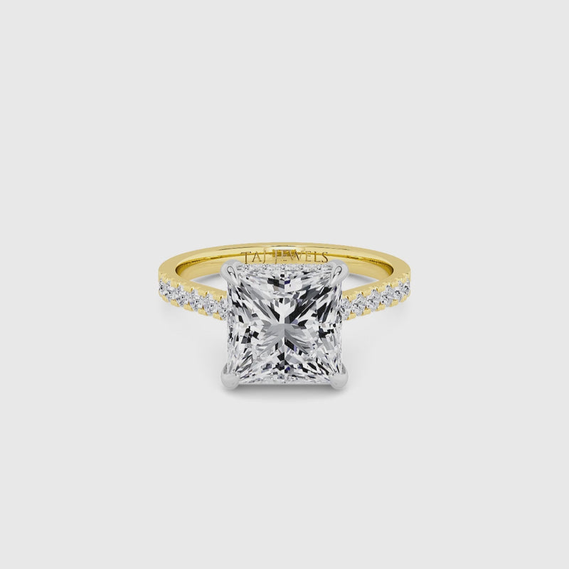 Princess Cut Cathedral Lab Diamond Engagement Ring (1ct+)