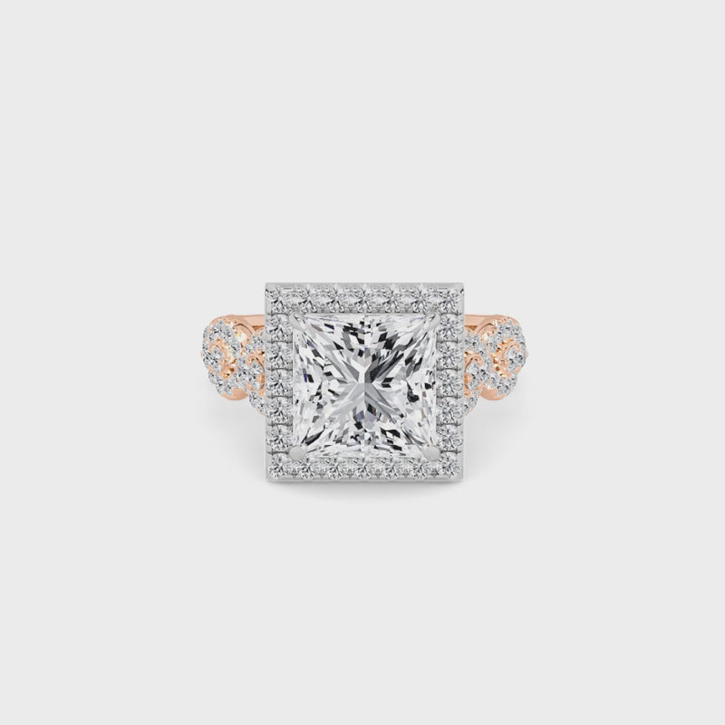 Princess Cut Halo Braided Band Lab Diamond Engagement Ring (1ct+)