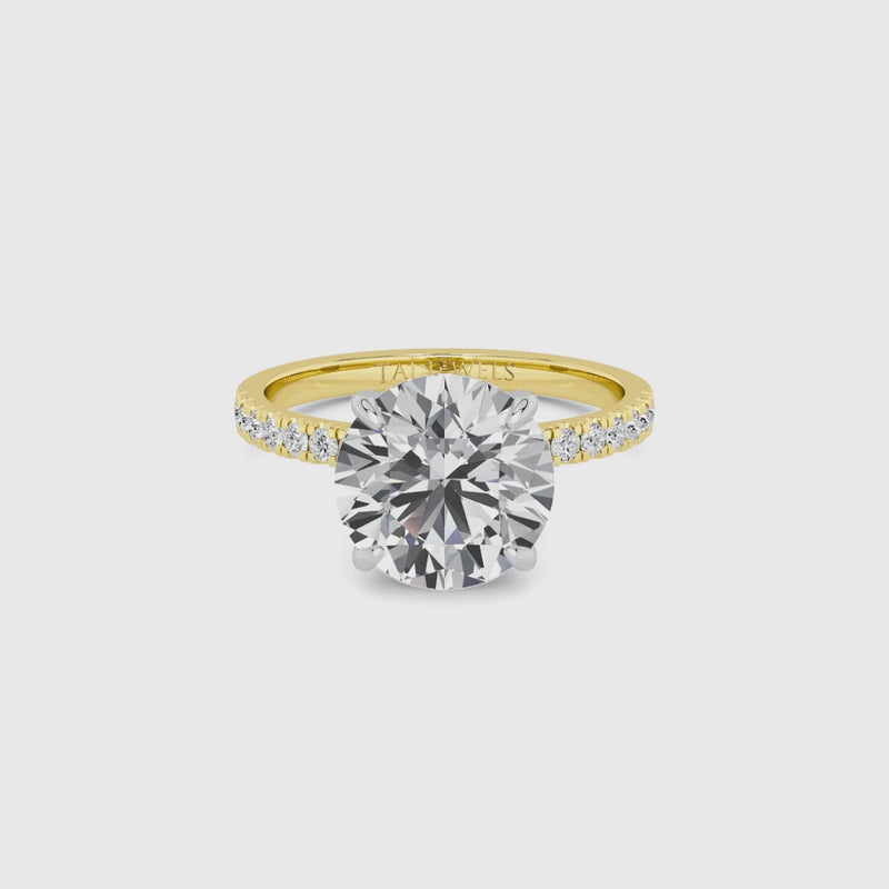 Round Brilliant Cut Shoulder Set Lab Diamond Engagement Ring (Floating Head) (1ct+)