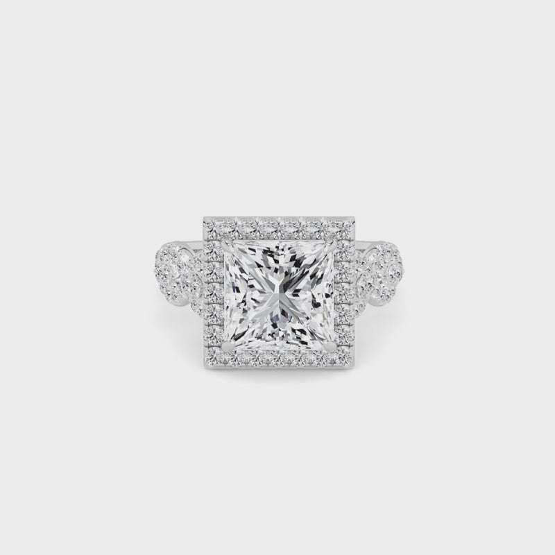 Princess Cut Halo Braided Band Lab Diamond Engagement Ring (1ct+)