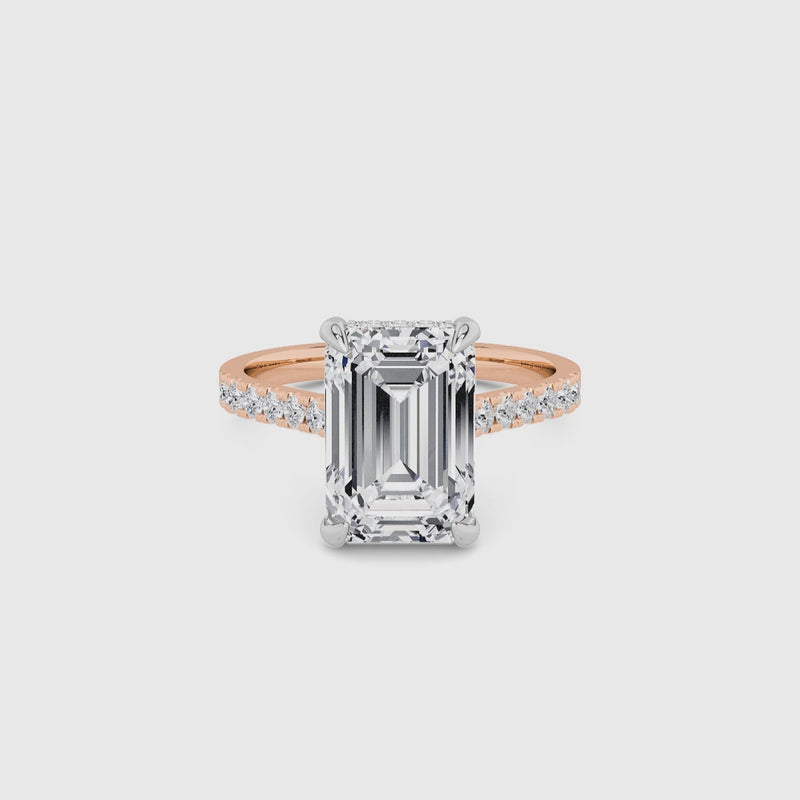 Emerald Cut Cathedral Lab Diamond Engagement Ring (1ct+)