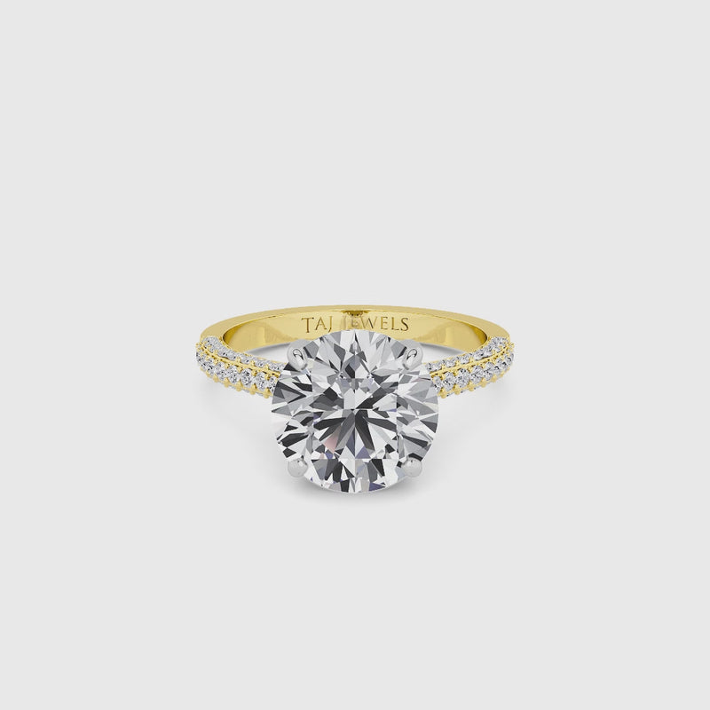 Round Brilliant Cut 3D Pavé Cathedral Lab Diamond Engagement Ring (1.00ct+)