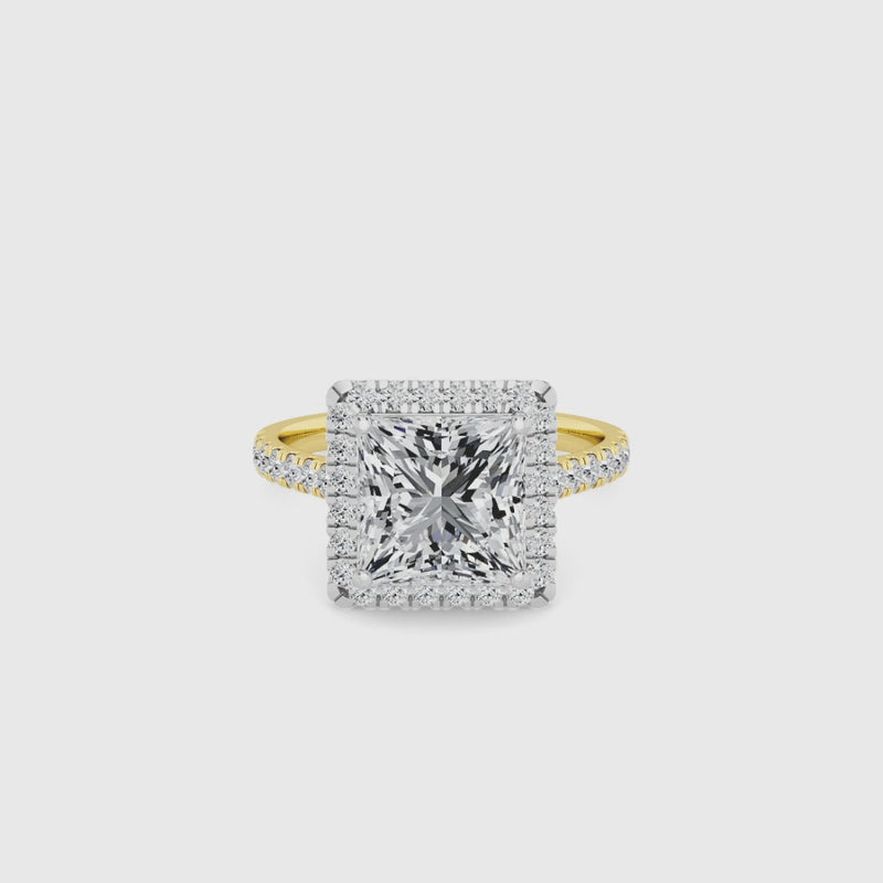 Princess Cut Lab Diamond Halo Engagement Ring (Cathedral) (0.50ct+)