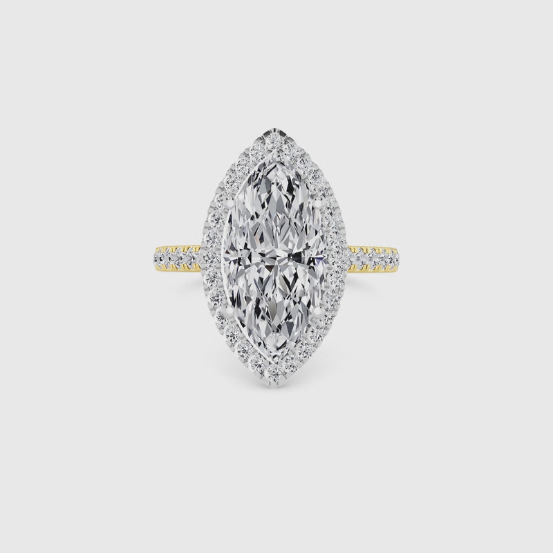 Marquise Brilliant Cut Lab Diamond Halo Engagement Ring (Cathedral) (0.50ct+)