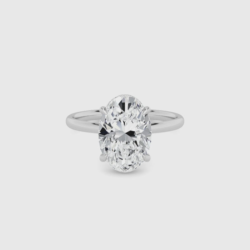 Oval Brilliant Cut Solitaire Plain Band Lab Diamond Engagement Ring (Floating Head) (1ct+)