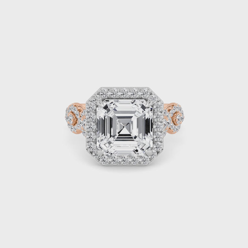 Asscher Cut Halo Braided Band Lab Diamond Engagement Ring (1ct+)