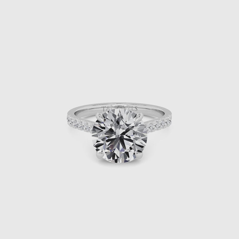 Round Brilliant Cut Cathedral Lab Diamond Engagement Ring (1ct+)