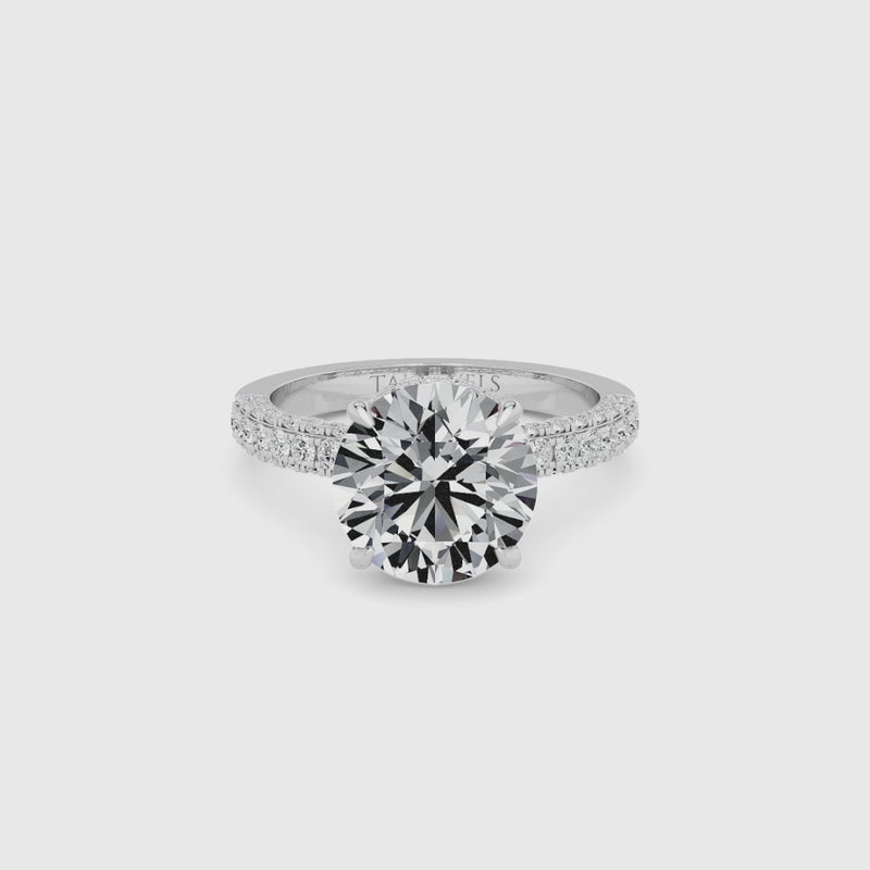 Round Brilliant Cut 3D Pave Lab Diamond Engagement Ring (Floating Head) (1ct+)