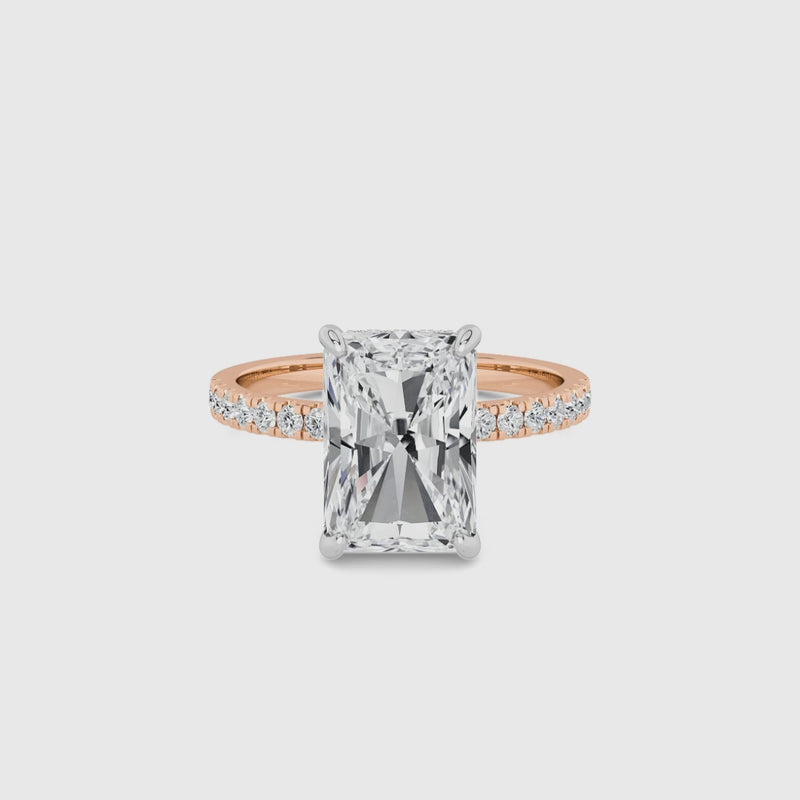 Radiant Cut Shoulder Set Lab Diamond Engagement Ring (Floating Head) (1ct+)