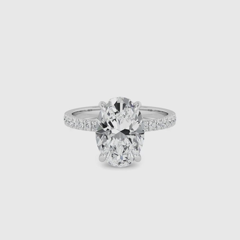 Oval Brilliant Cut Shoulder Set Lab Diamond Engagement Ring (Floating Head) (1ct+)