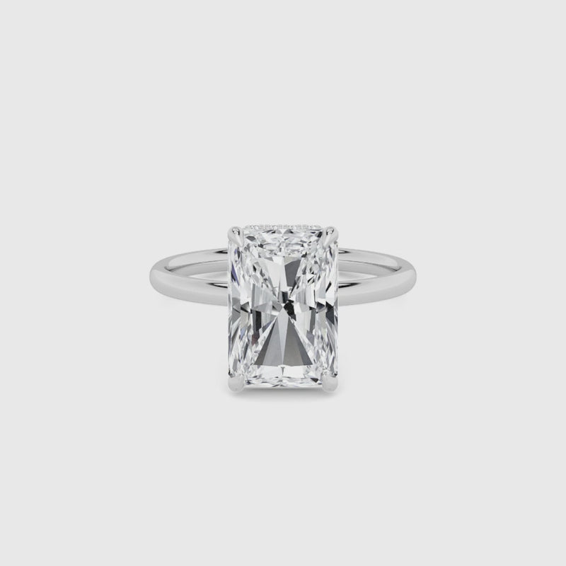 Radiant Cut Solitaire Plain Band Lab Diamond Engagement Ring (Floating Head) (1ct+)