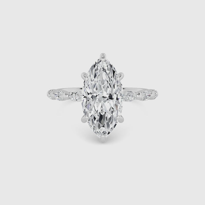 Marquise Brilliant Cut Marquise Diamond Band Lab Diamond Engagement Ring (1.00ct+)