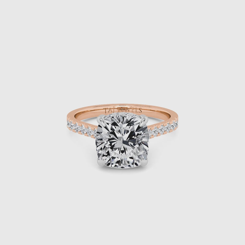 Cushion Cut Cathedral Lab Diamond Engagement Ring (1ct+)