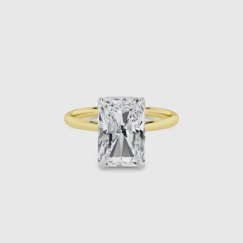 Radiant Cut Solitaire Plain Band Lab Diamond Engagement Ring (Floating Head) (1ct+)