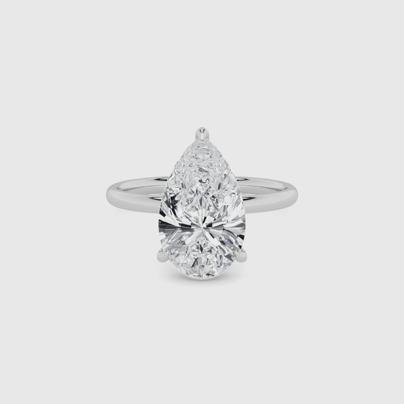 Pear Brilliant Cut Solitaire Plain Band Lab Diamond Engagement Ring (Floating Head) (1ct+)