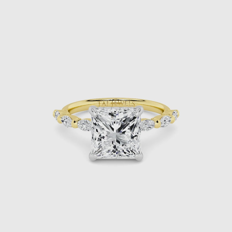 Princess Cut Marquise Diamond Band Lab Diamond Engagement Ring (1.00ct+)