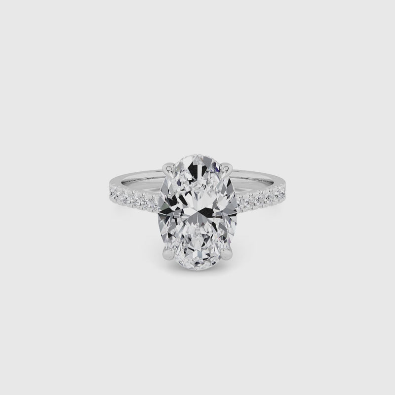 Oval Brilliant Cut Cathedral Lab Diamond Engagement Ring (1ct+)