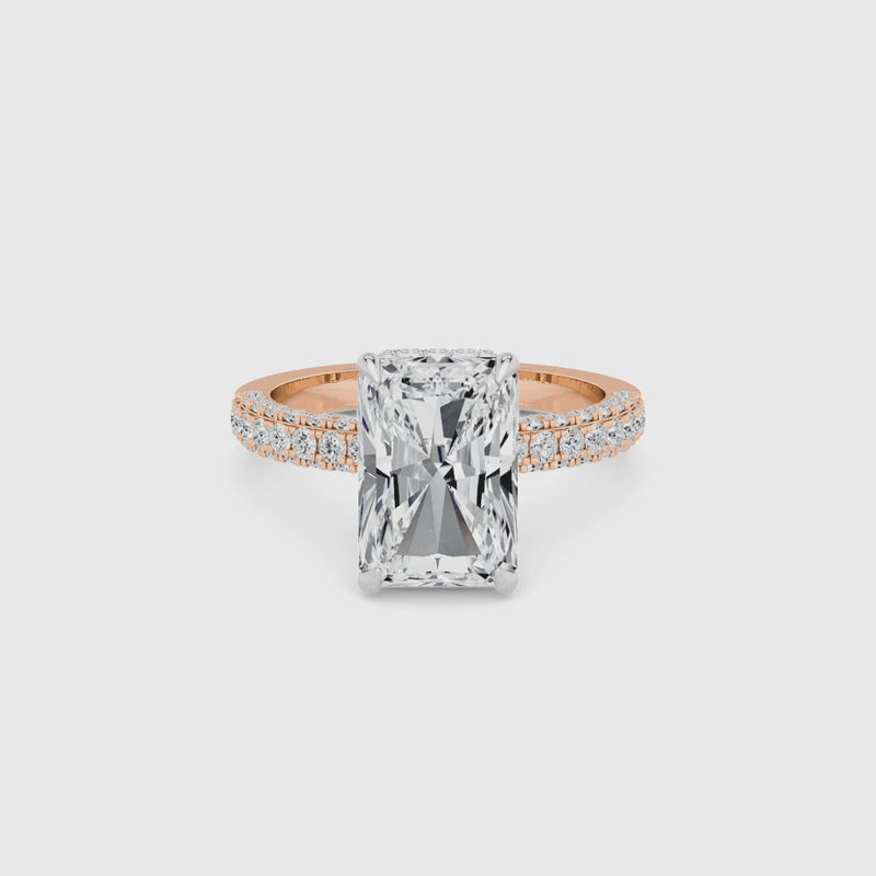 Radiant Cut 3D Pave Lab Diamond Engagement Ring (Floating Head) (1ct+)