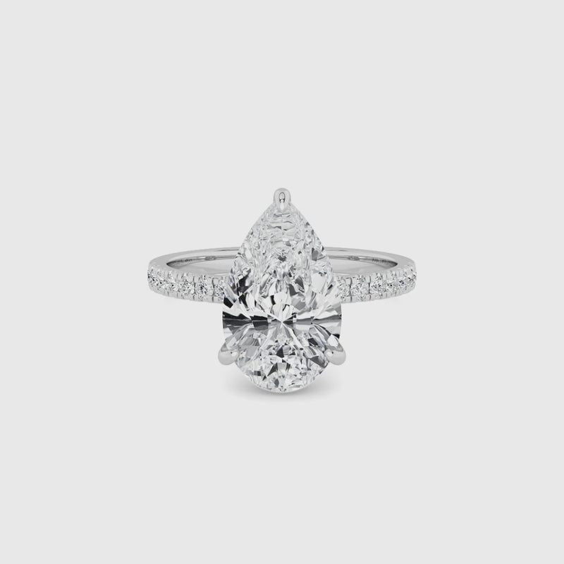 Pear Brilliant Cut Shoulder Set Lab Diamond Engagement Ring (Floating Head) (1ct+)