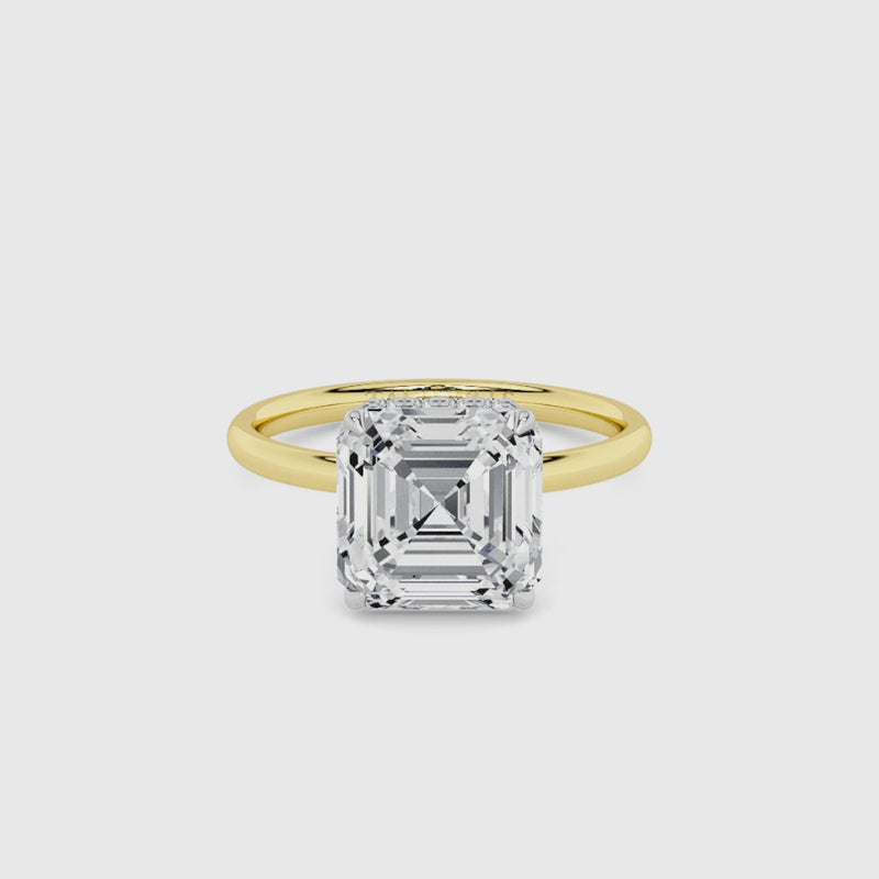 Asscher Cut Solitaire Plain Band Lab Diamond Engagement Ring (Floating Head) (1ct+)