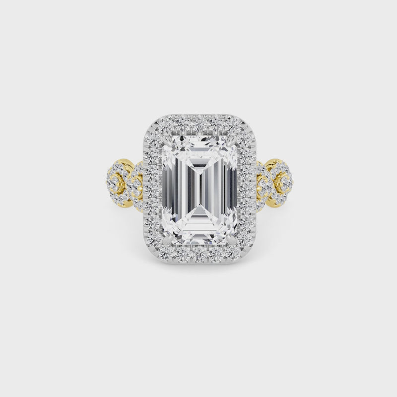 Emerald Cut Halo Braided Band Lab Diamond Engagement Ring (1ct+)