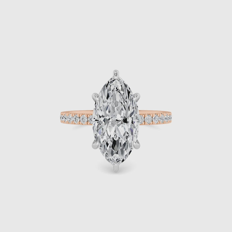 Marquise Brilliant Cut Shoulder Set Lab Diamond Engagement Ring (Floating Head) (1ct+)