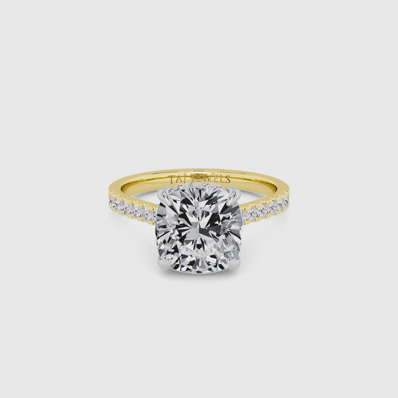 Cushion Cut Cathedral Lab Diamond Engagement Ring (1ct+)