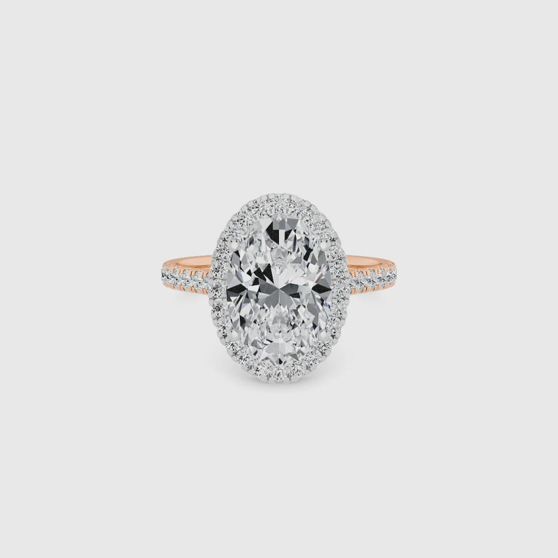 Oval Brilliant Cut Lab Diamond Halo Engagement Ring (Cathedral) (0.50ct+)