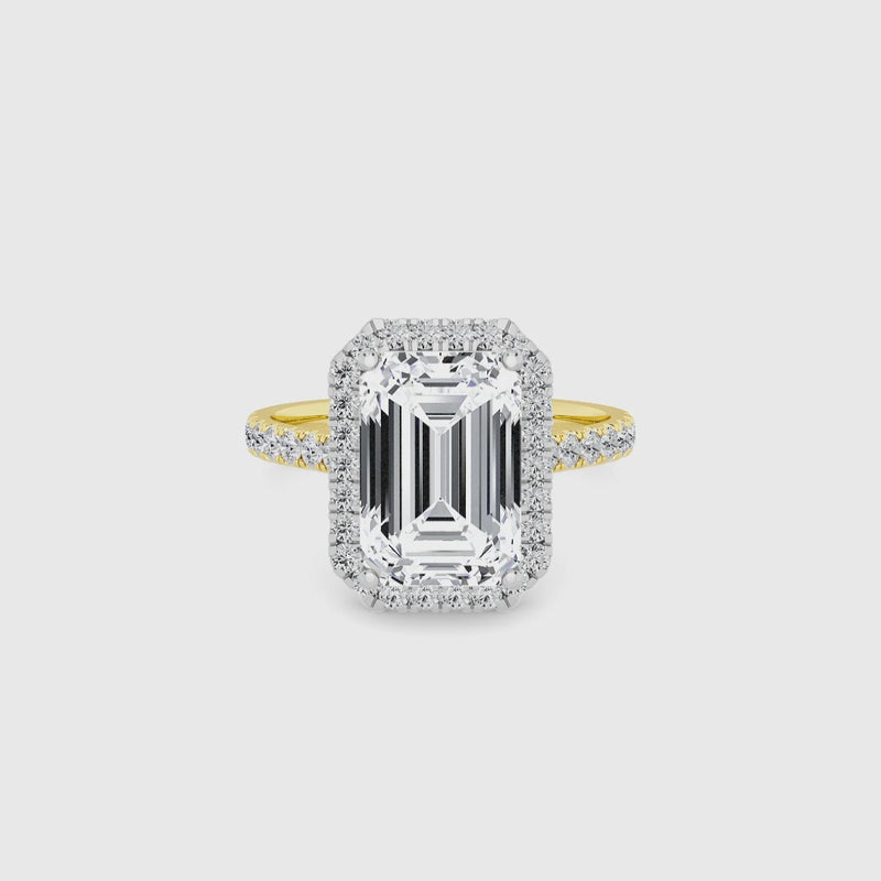 Emerald Cut Lab Diamond Halo Engagement Ring (Cathedral) (0.50ct+)