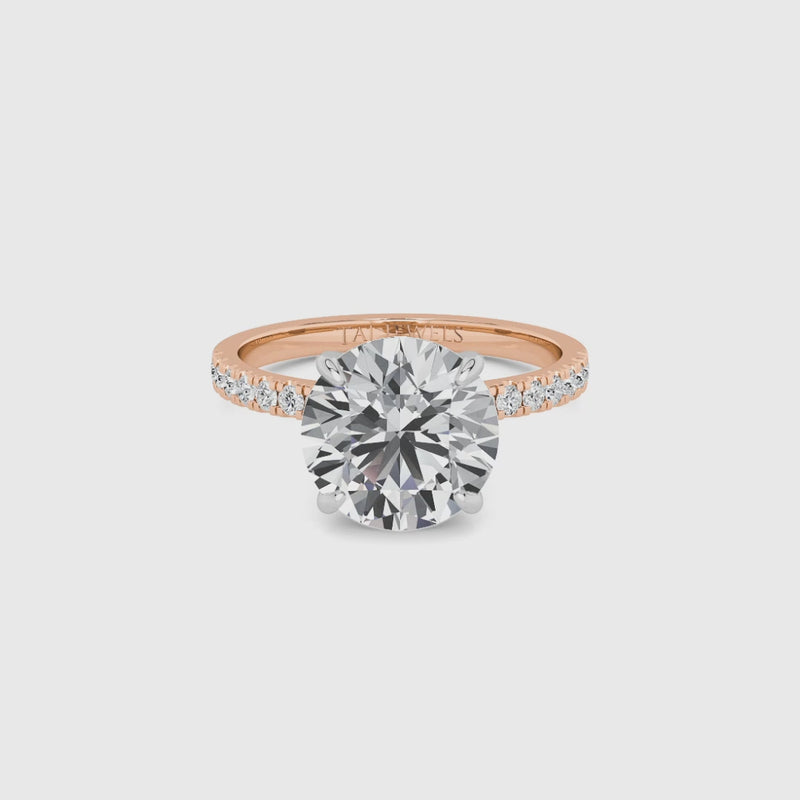 Round Brilliant Cut Shoulder Set Lab Diamond Engagement Ring (Floating Head) (1ct+)