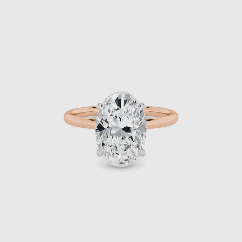 Oval Brilliant Cut Solitaire Plain Band Lab Diamond Engagement Ring (Floating Head) (1ct+)