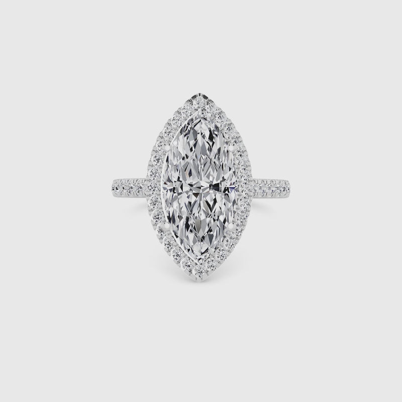 Marquise Brilliant Cut Lab Diamond Halo Engagement Ring (Cathedral) (0.50ct+)