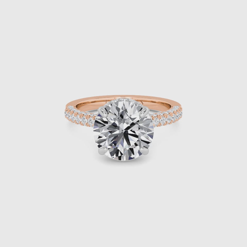 Round Brilliant Cut 3D Pave Double Hidden Halo Lab Diamond Engagement Ring (1ct+)