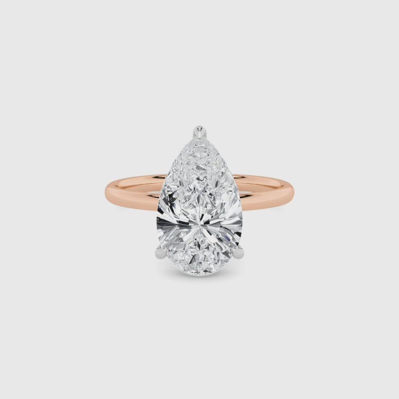 Pear Brilliant Cut Solitaire Plain Band Lab Diamond Engagement Ring (Floating Head) (1ct+)