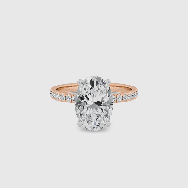 Oval Brilliant Cut Shoulder Set Lab Diamond Engagement Ring (Floating Head) (1ct+)