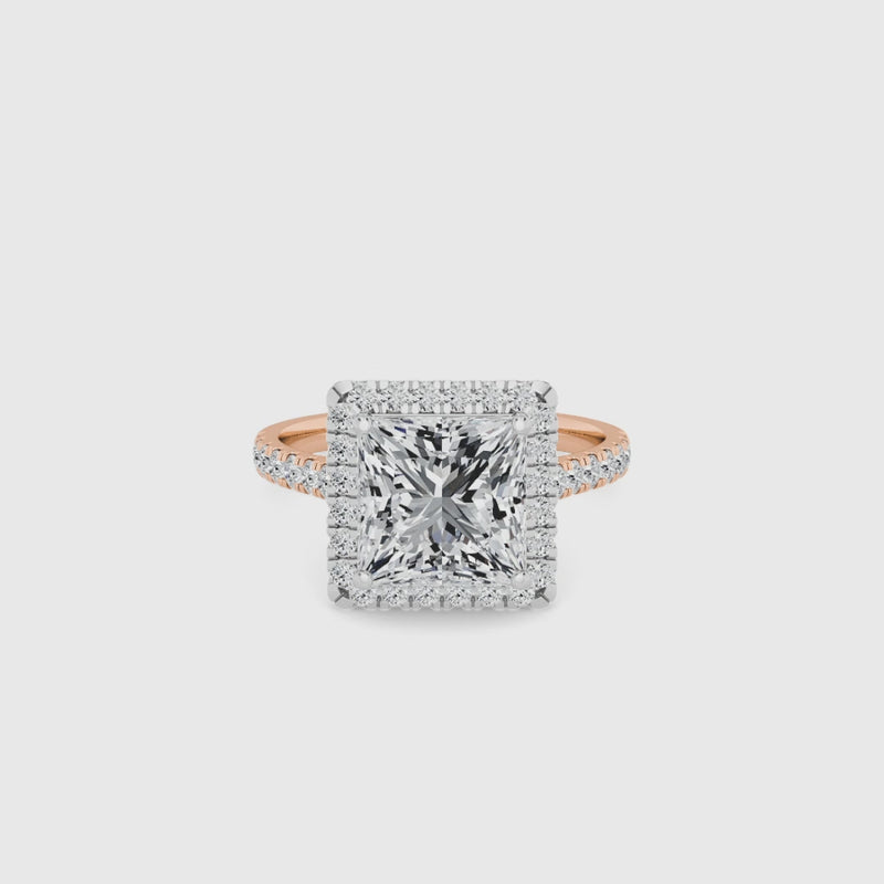 Princess Cut Lab Diamond Halo Engagement Ring (Cathedral) (0.50ct+)