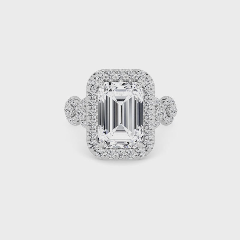 Emerald Cut Halo Braided Band Lab Diamond Engagement Ring (1ct+)