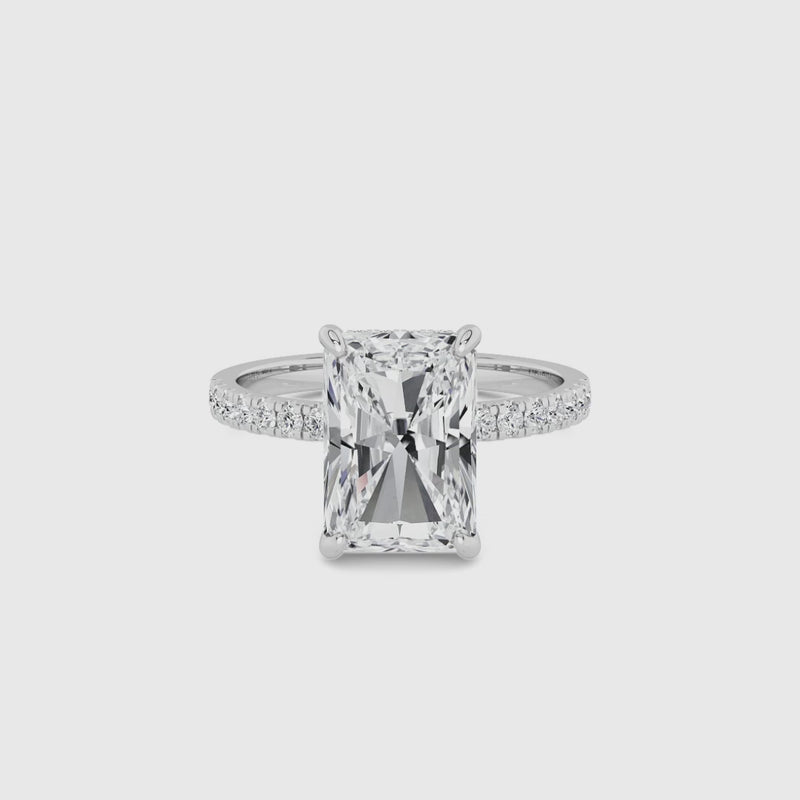 Radiant Cut Shoulder Set Lab Diamond Engagement Ring (Floating Head) (1ct+)