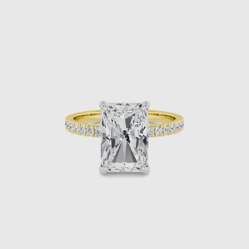 Radiant Cut Shoulder Set Lab Diamond Engagement Ring (Floating Head) (1ct+)