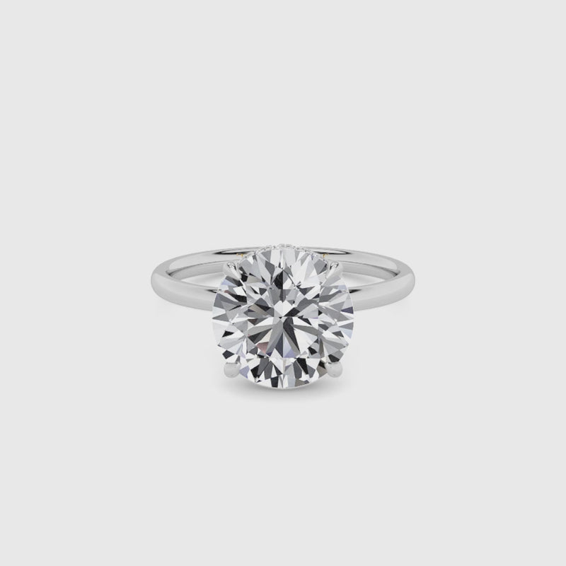 Round Brilliant Cut Solitaire Plain Band Lab Diamond Engagement Ring (Floating Head) (1ct+)