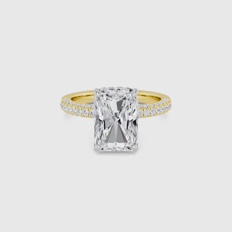 Radiant Cut 3D Pave Double Hidden Halo Lab Diamond Engagement Ring (1ct+)