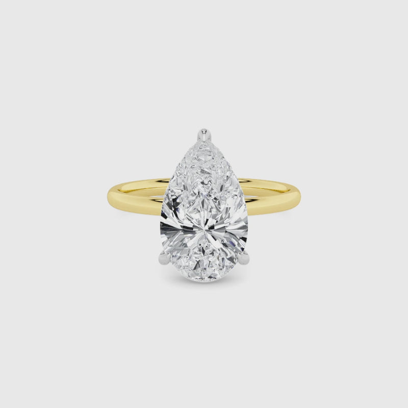 Pear Brilliant Cut Solitaire Plain Band Lab Diamond Engagement Ring (Floating Head) (1ct+)