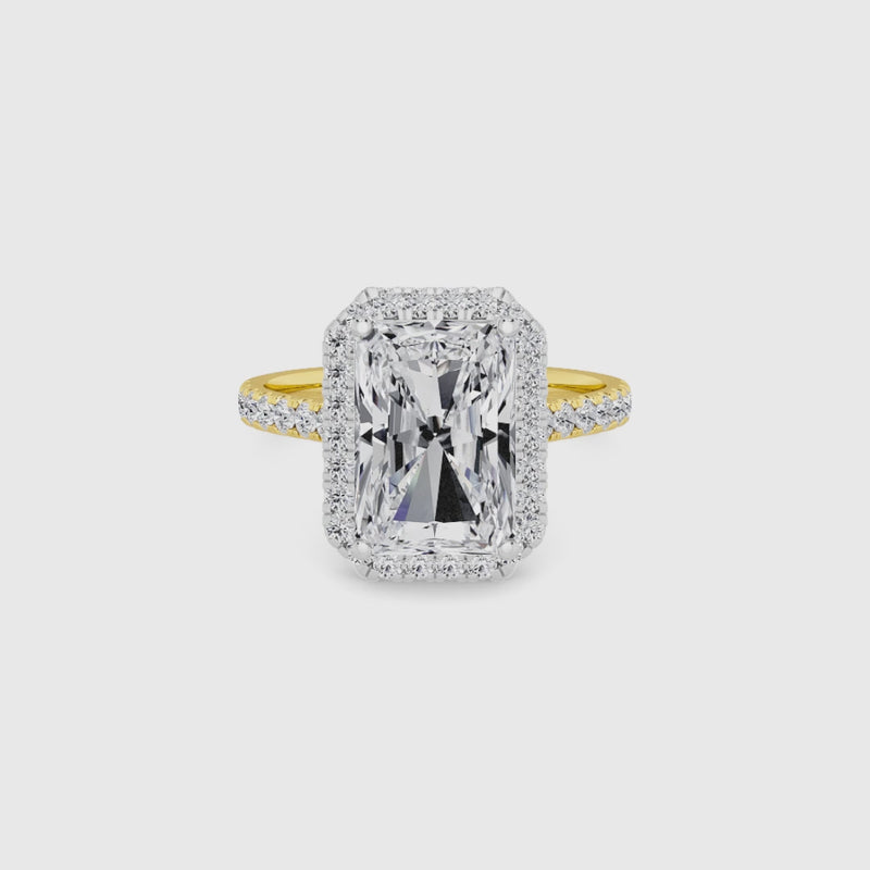 Radiant Cut Lab Diamond Halo Engagement Ring (Cathedral) (0.50ct+)